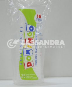 Domingo Clear Plastic Cups  25 Cups 16 oz