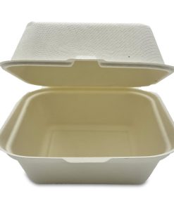 Bagasse White Clamshell Boxes No 9