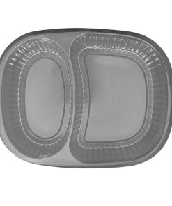 Oval Meal Tray 2 Division T732 & Lid L974 Pack of 5